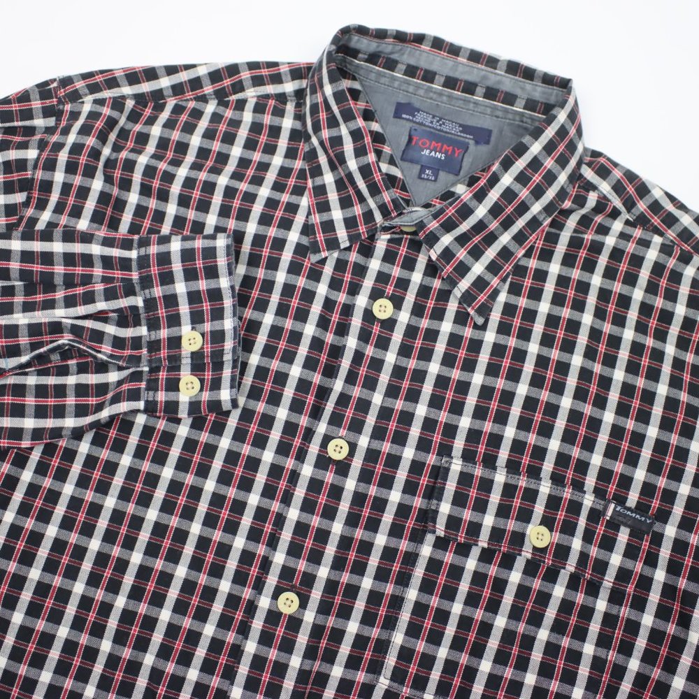 Tommy Hilfiger Jeans Mens XL Plaid Long Sleeve Button Shirt